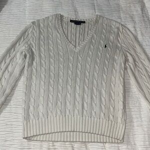 Cable-Knit Wool-Cashmere V-Neck Sweater 
Polo Ralph Lauren